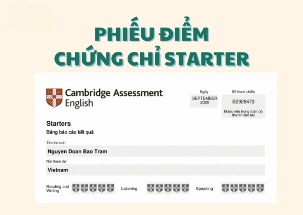 Phiếu điểm chứng chỉ Starters